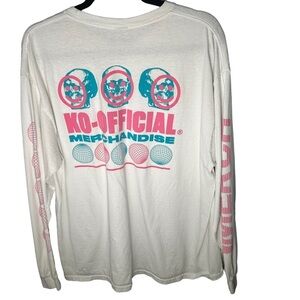 KO-Official Men's White Long Sleeve Skull Smiley Face Merch Graphic T-Shirt XL